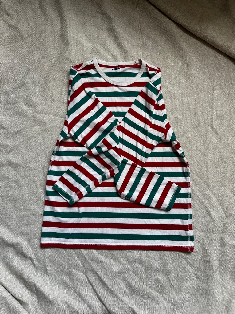 Old Navy Men’s Red Green Stripe Pajama Set Red Green White Striped Long Sleeve